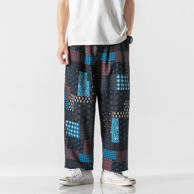 Pantalones Étnicos de Algodón Retorcido para Hombre - Corte Recto Holgado Talla Grande - Image 3