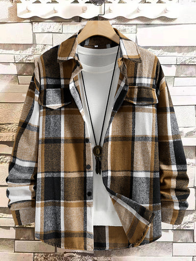 Camisa Franela a Cuadros Slim Fit Manga Larga para Hombre Otoño-Invierno - Image 15