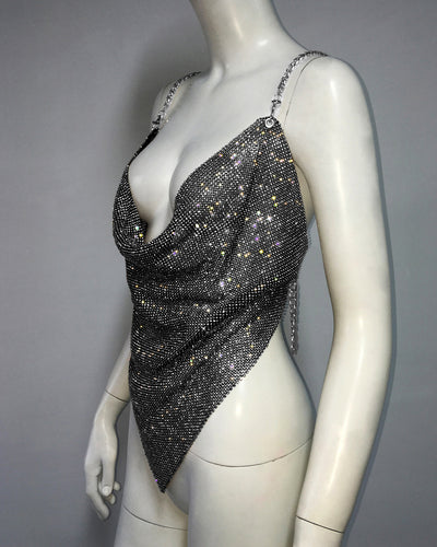 Chaleco Sexy de Cadena Metalizada con Strass y Diseño Irregular - Image 24
