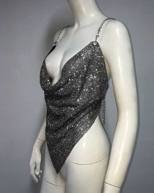 Chaleco Sexy de Cadena Metalizada con Strass y Diseño Irregular - Image 24