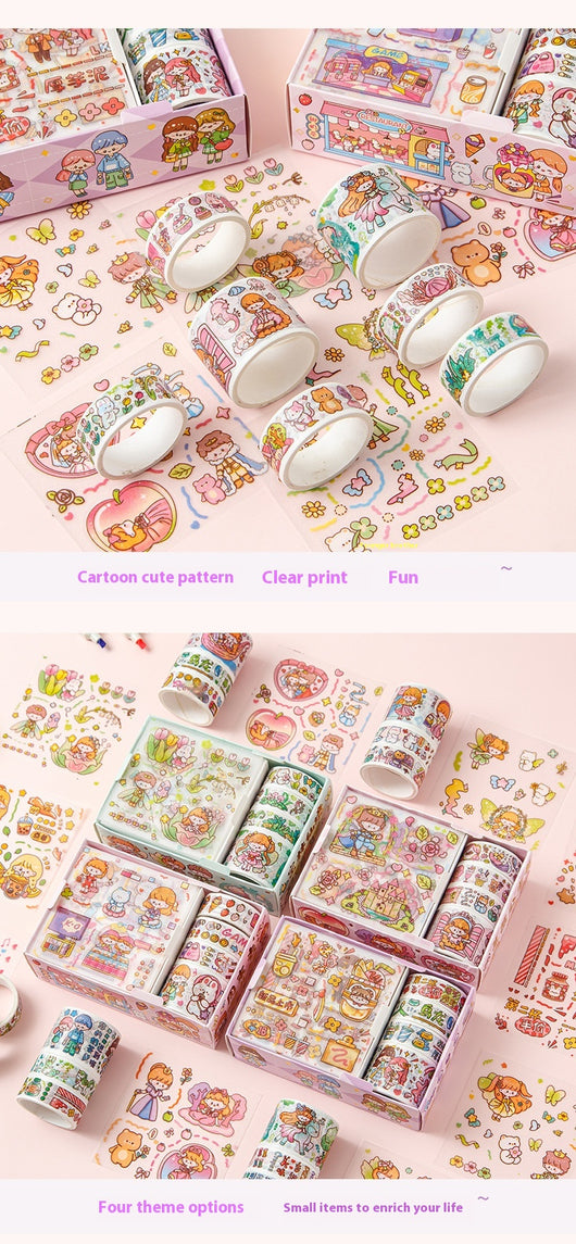 Set de Stickers Adhesivos Infantiles con Diseños Animados y Cinta Decorativa - Image 15