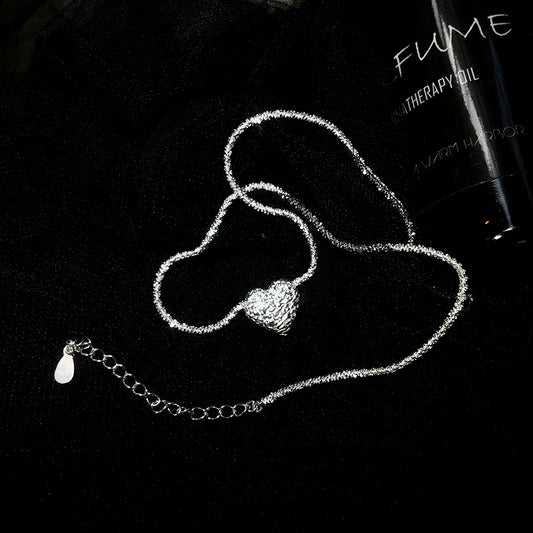 Collar de Plata 925 Flores Silvestres con Corazón Irregular - Cadena Clavícula Verano