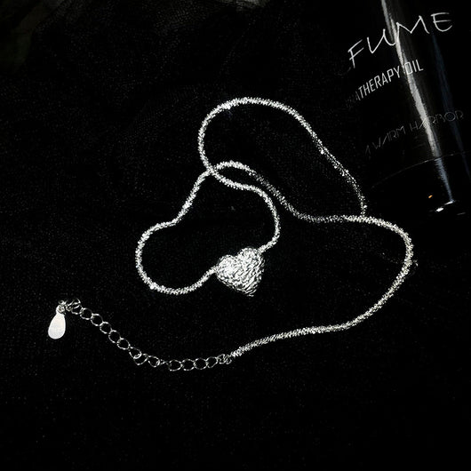 Collar de Plata 925 Flores Silvestres con Corazón Irregular - Cadena Clavícula Verano
