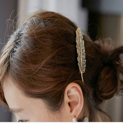 Pinza para el Pelo con Diseño de Hoja y Pluma para Dama - Image 5