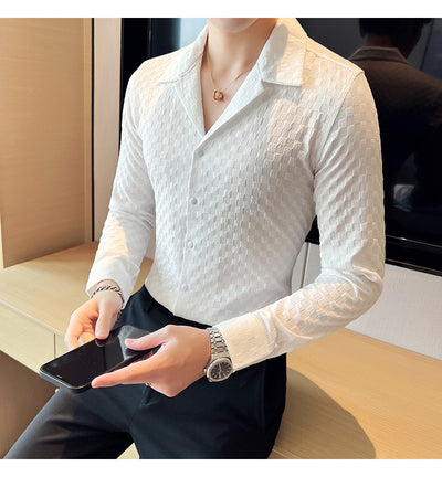 Camisa Casual de Manga Larga con Cuello Cubano - Image 17