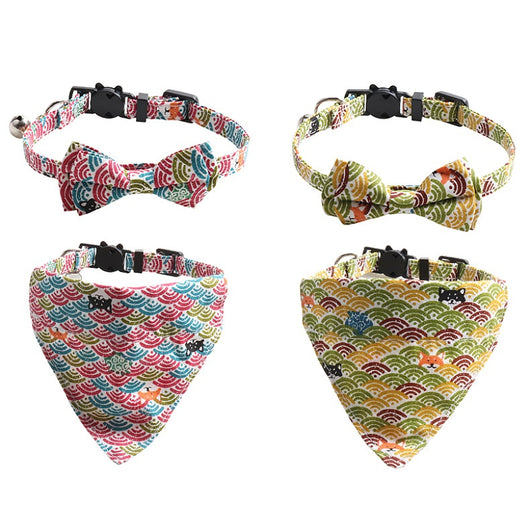 Collar para Gato Estilo Japonés con Patrón de Hierba y Moño Desmontable - Image 19