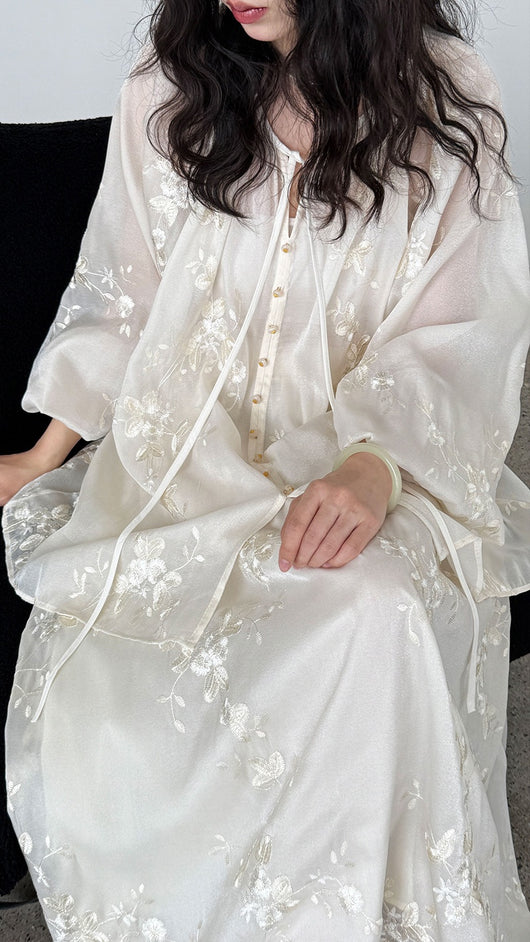 Vestido Camisero Bordado Estilo Chino Midi - Image 17