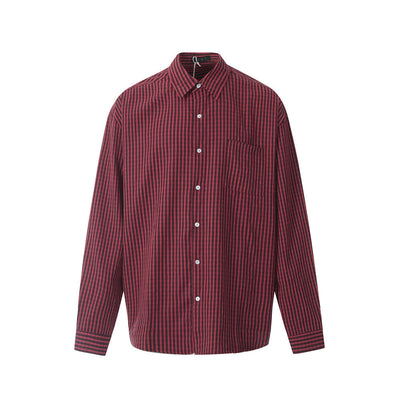 Camisa Cuadriculada Estilo Japonés Minimalista para Hombre - Image 4