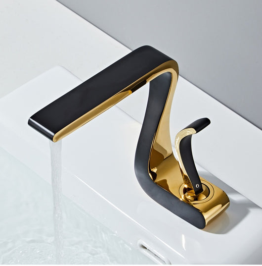 Grifo de Lavamanos Lujo Blanco Oro Cobre Agua Fría y Caliente - Image 22