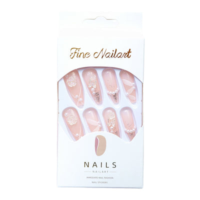 Uñas Postizas con Diseño Rosa y Listón - Image 5