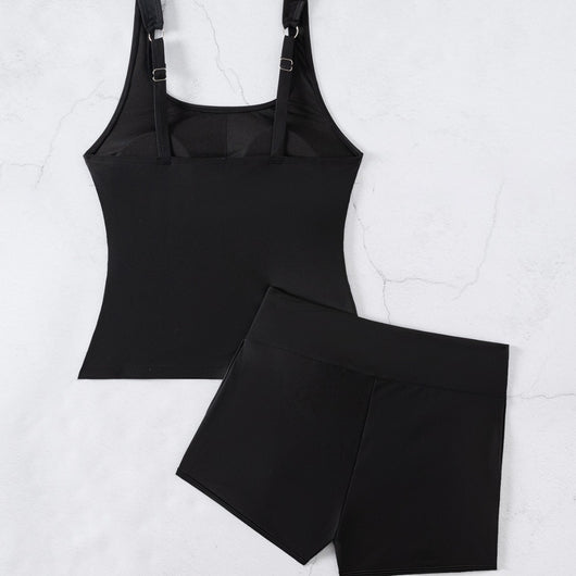 Bikini Deportivo Cintura Alta Dos Piezas Cuello U Liso - Image 4