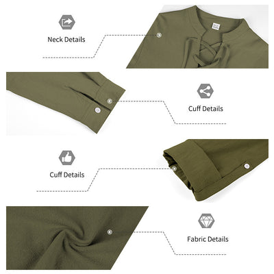 Camisa Henley de Lino Manga Larga para Hombre - Image 30