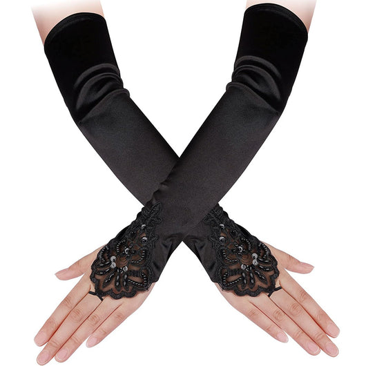 Conjunto de Guantes, Tocado y Accesorios Estilo Años 20 para Mascarada