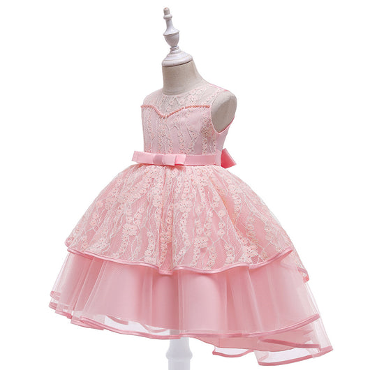 Vestido Princesa Niña con Encaje y Malla Bordada - Image 6