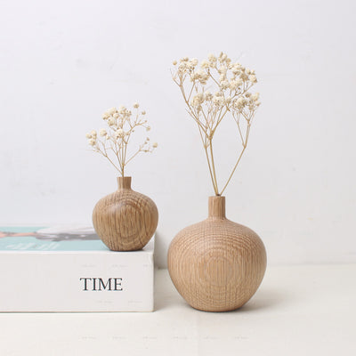 Jarrón de Madera Maciza Estilo Japonés con Flores Secas Decorativas - Image 15