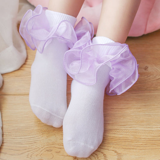 Calcetines de Tubo Medio en Algodón con Encaje 3D para Niños - Image 14