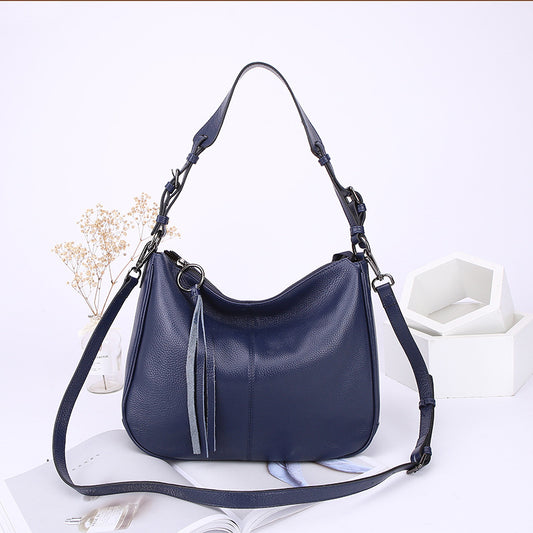 Bolso Tote de Cuero Genuino para Mujer - Piel de Res Premium con Detalles de Borla