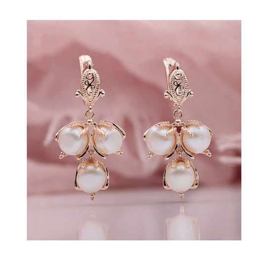Aretes Perla Concha Rosa Dorado Llama - Image 12