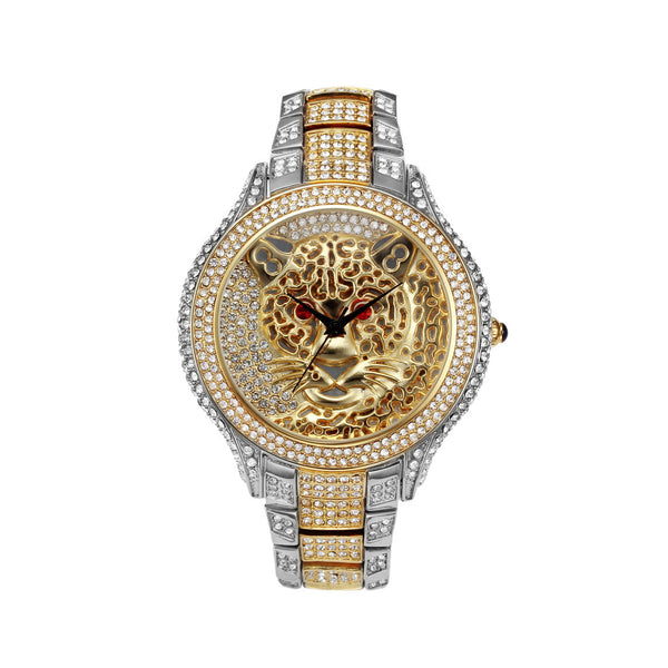 Reloj de Cuarzo para Mujer con Diamantes y Estampado Leopardo Personalizado