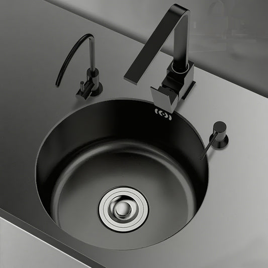 Lavamanos Redondo de Acero Inoxidable 304 Negro Nano para Balcón