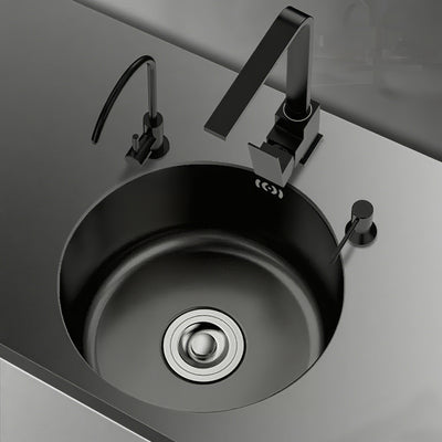 Lavamanos Redondo de Acero Inoxidable 304 Negro Nano para Balcón