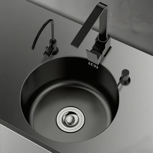 Lavamanos Redondo de Acero Inoxidable 304 Negro Nano para Balcón