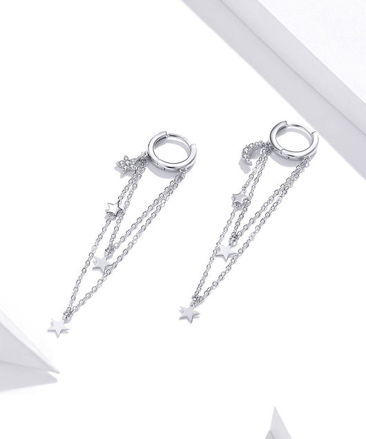 Aretes de Plata Esterlina 925 con Estrella, Luna y Borla - Image 6