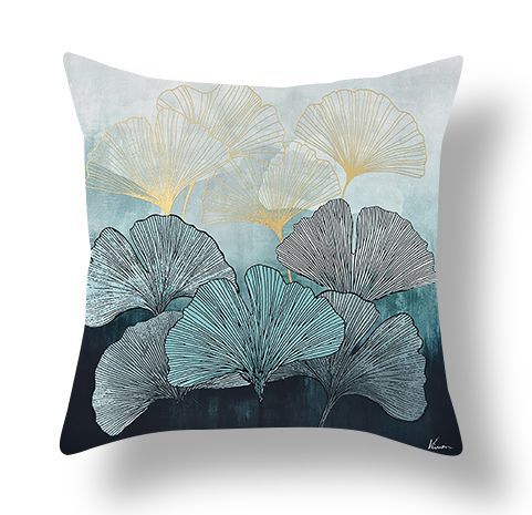 Funda de Almohada Terciopelo Melocotón con Estampado Ginkgo - Image 10