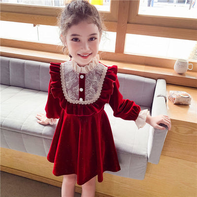Vestido Navideño Rojo de Terciopelo para Niña - Image 6