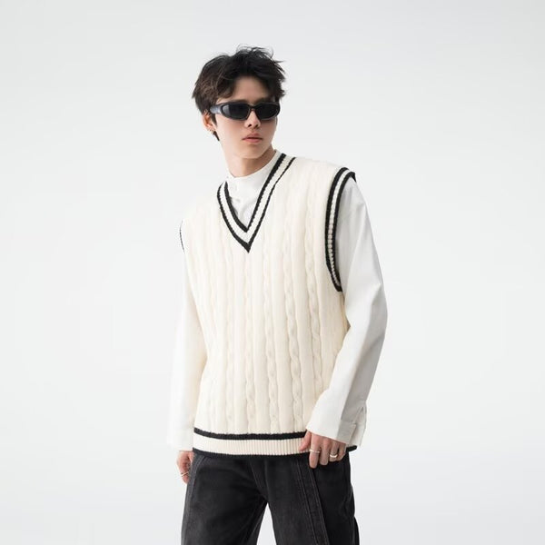 Chaleco Tejido Cuello V Estilo British College