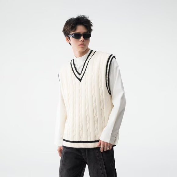 Chaleco Tejido Cuello V Estilo British College