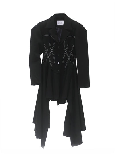 Abrigo de Línea Abierta con Dobladillo Irregular - Estilo Retro Oversized - Image 5