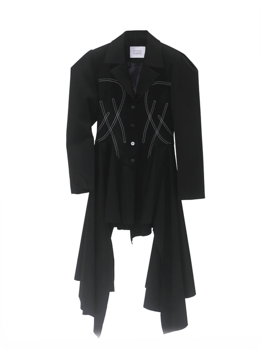 Abrigo de Línea Abierta con Dobladillo Irregular - Estilo Retro Oversized - Image 5