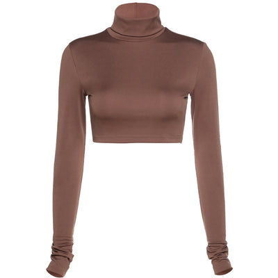 Camiseta Crop Top Ajustada de Color Liso para Mujer - Image 5