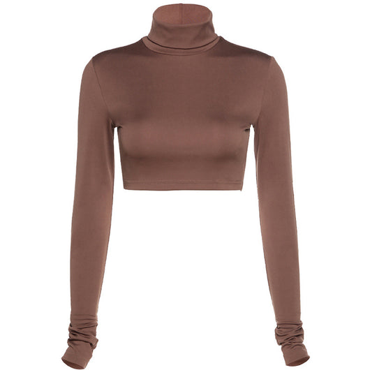 Camiseta Crop Top Ajustada de Color Liso para Mujer - Image 5