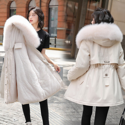 Abrigo Acolchado con Cuello de Piel Sintética - Parka Gruesa de Algodón