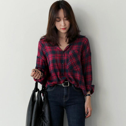 Camisa Cuadriculada Holgada para Primavera - Image 11