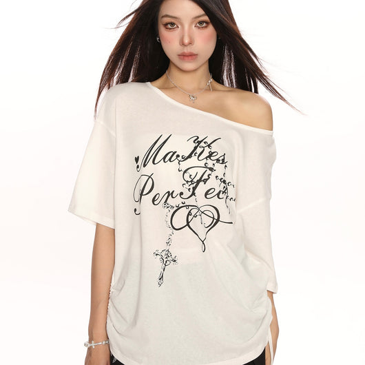 Blusa Suelta Hombros Descubiertos Manga Corta Casual - Image 3