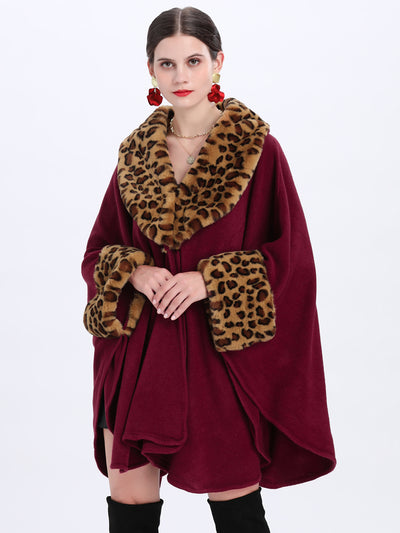 Capa Suelta Elegante con Cuello de Piel de Zorro para Mujer Talla Grande - Image 7