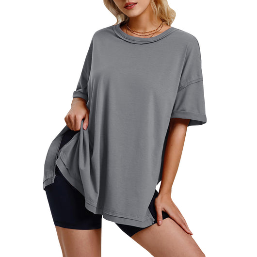 Camiseta Suelta de Algodón con Aberturas Laterales para Mujer - Image 11
