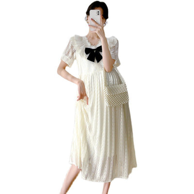 Vestido de Maternidad Midi con Estilo Moderno y Personalidad - Image 3