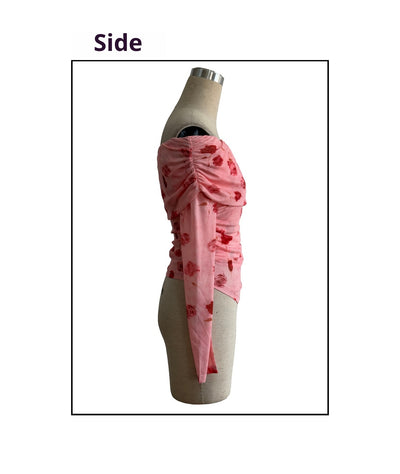 Blusa Asimétrica Ajustada con Volantes y Estampado Versátil - Image 9
