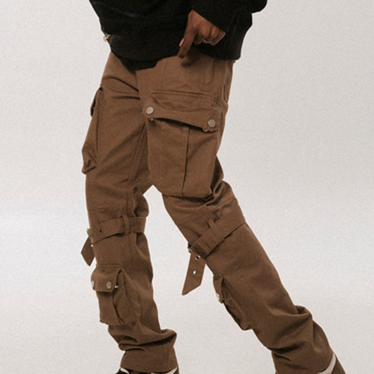 Pantalones Multibolsillos en Negro y Marrón