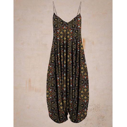 Jumpsuit Holgado con Estampado Étnico y Tirantes para Playa - Talla Plus - Image 7