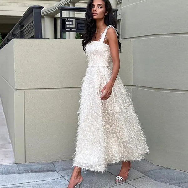 Vestido Sin Mangas con Flecos Elegante para Mujer