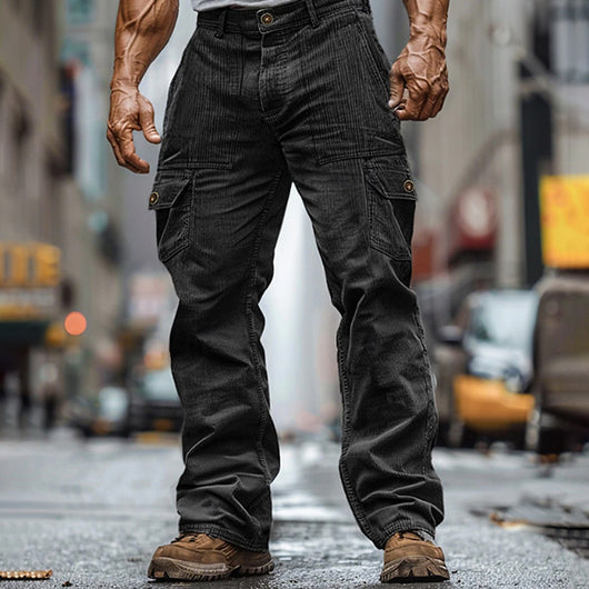 Pantalón de Pana Resistente con Cintura Elástica y Múltiples Bolsillos para Hombre - Image 8