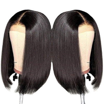 Peluca Frontal de Encaje Recta Corta - Fibra Sintética Premium Aspecto Natural - Image 5