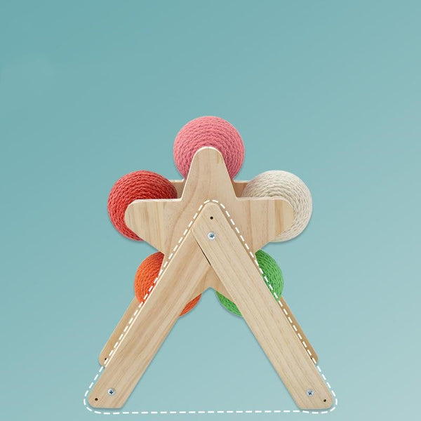 Juguete Interactivo de Madera para Gatos con Pelota Colgante