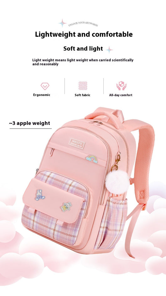 Mochila Escolar a Cuadros para Niñas de Primaria - Image 13