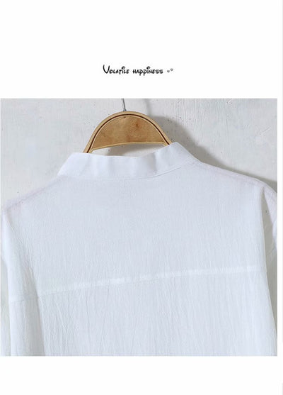 Camisa de Lino Suelta Manga Larga Cuello Redondo para Hombre - Image 13
